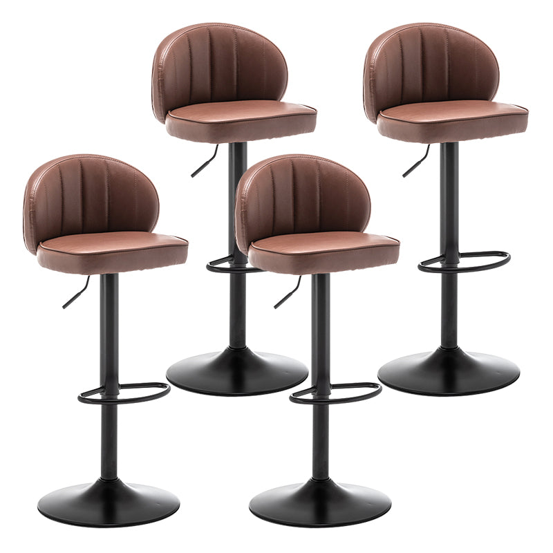 Contemporary Faux Leather Bar Stool Footrest Low Back Adjustable Height Swivel Stool