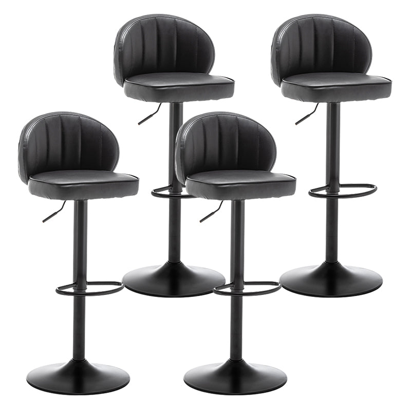 Contemporary Faux Leather Bar Stool Footrest Low Back Adjustable Height Swivel Stool