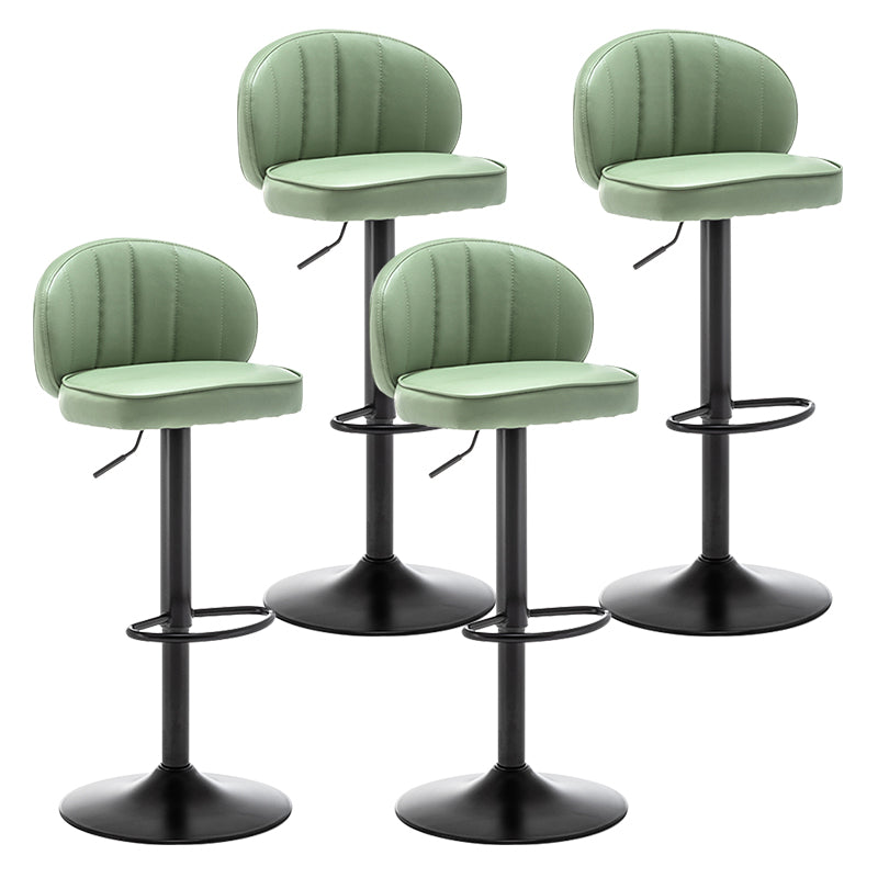 Contemporary Faux Leather Bar Stool Footrest Low Back Adjustable Height Swivel Stool