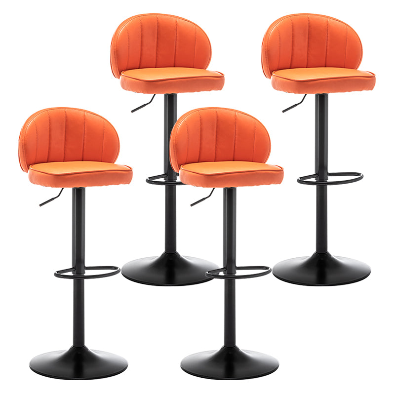 Contemporary Faux Leather Bar Stool Footrest Low Back Adjustable Height Swivel Stool