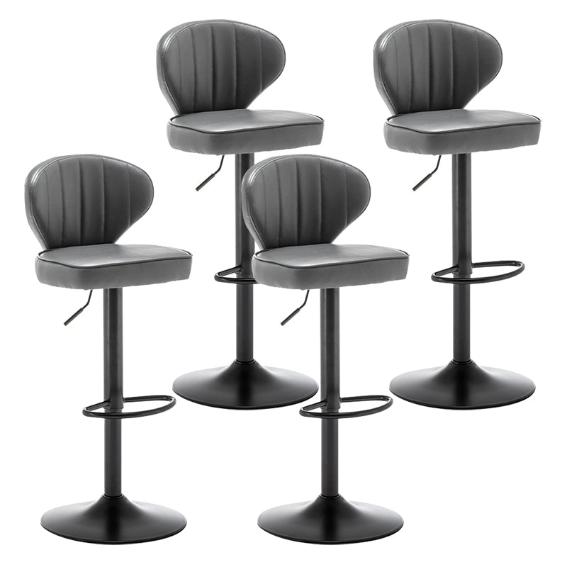 Contemporary Faux Leather Bar Stool Footrest Low Back Adjustable Height Swivel Stool