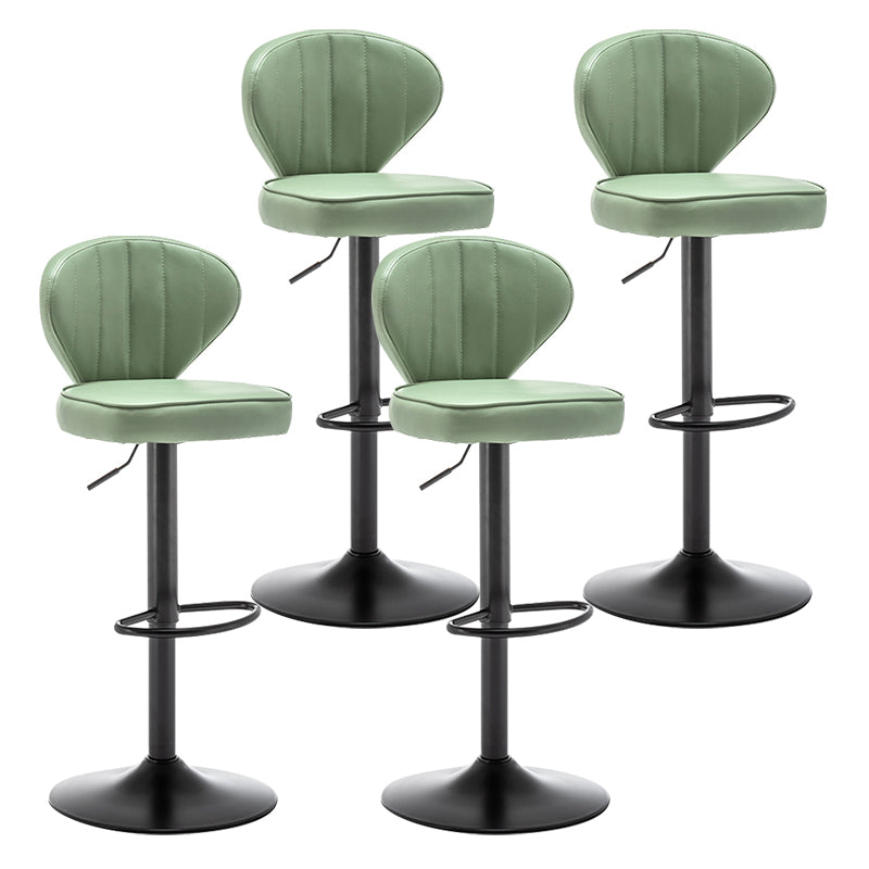 Contemporary Faux Leather Bar Stool Footrest Low Back Adjustable Height Swivel Stool