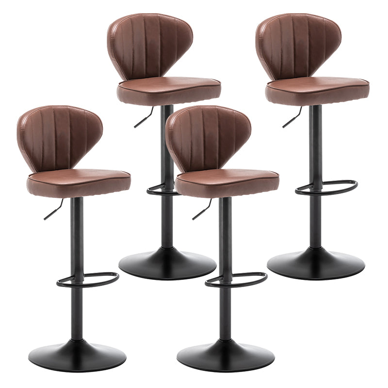 Contemporary Faux Leather Bar Stool Footrest Low Back Adjustable Height Swivel Stool