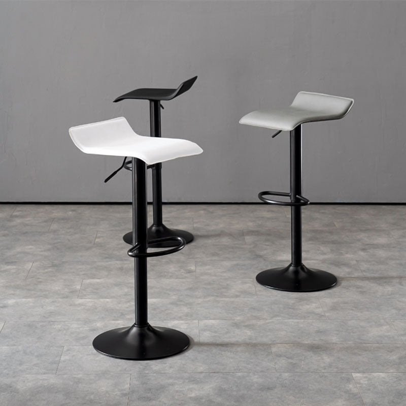Modern Adjustable Swivel Bar Stool Footrest Low Back Faux Leather Bar Stool