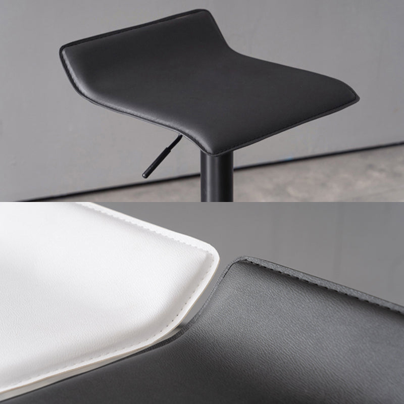 Modern Adjustable Swivel Bar Stool Footrest Low Back Faux Leather Bar Stool