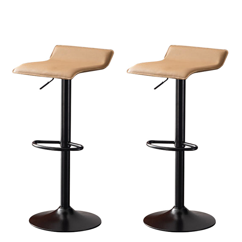 Modern Adjustable Swivel Bar Stool Footrest Low Back Faux Leather Bar Stool