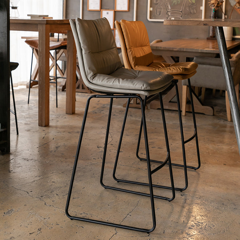 Modern PU Upholstery Bar Stool Low Back Arm-less Counter-height Indoor Stool