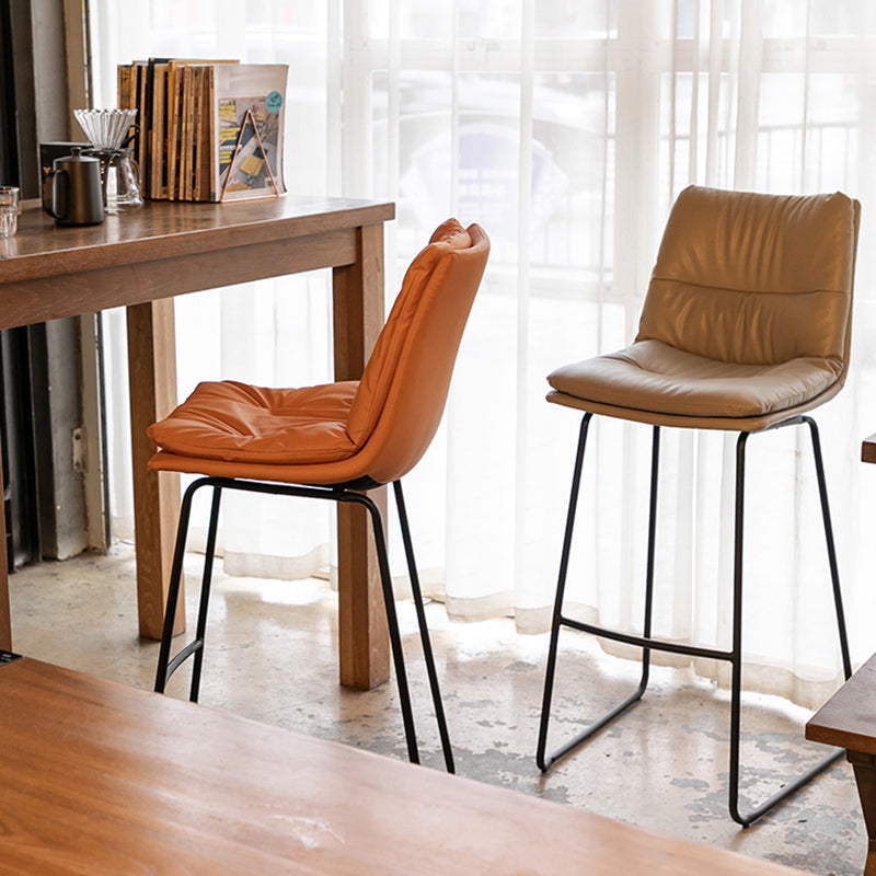 Modern PU Upholstery Bar Stool Low Back Arm-less Counter-height Indoor Stool