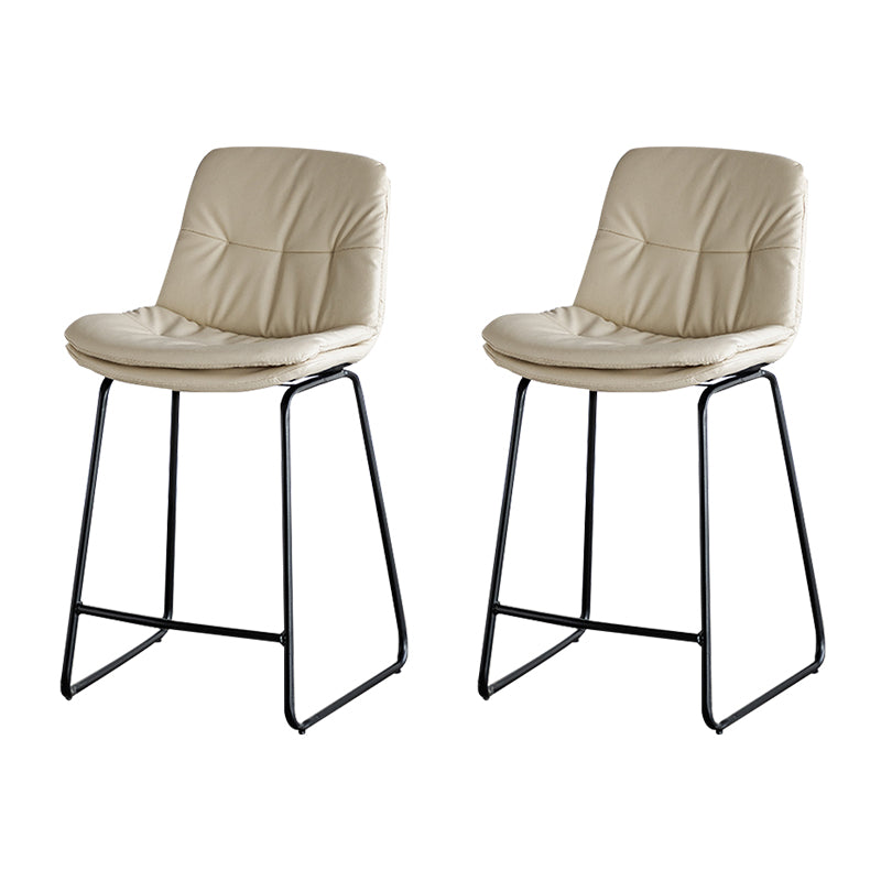 Modern PU Upholstery Bar Stool Low Back Arm-less Counter-height Indoor Stool