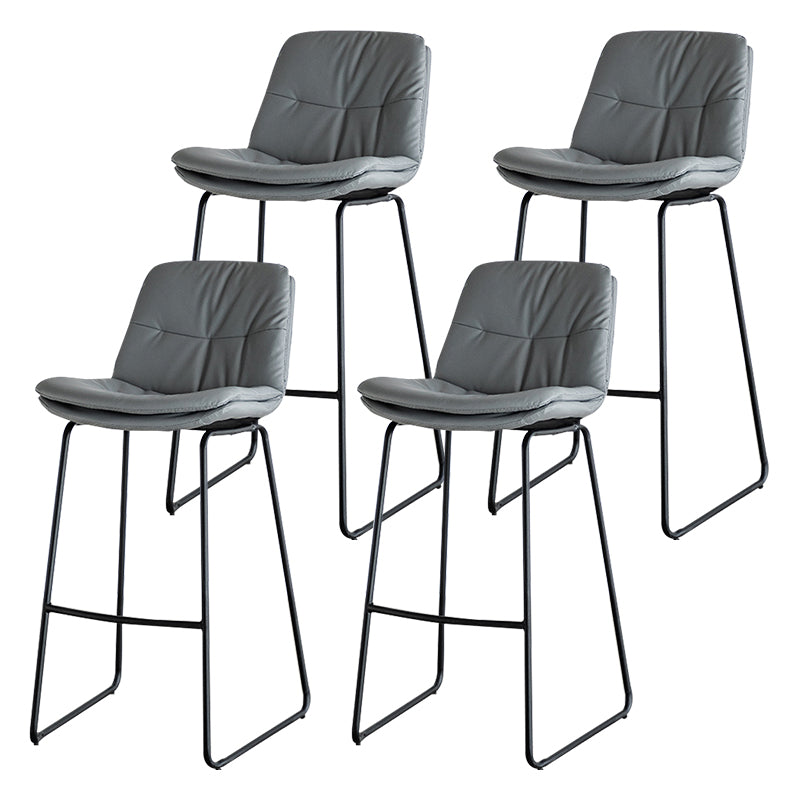 Modern PU Upholstery Bar Stool Low Back Arm-less Counter-height Indoor Stool