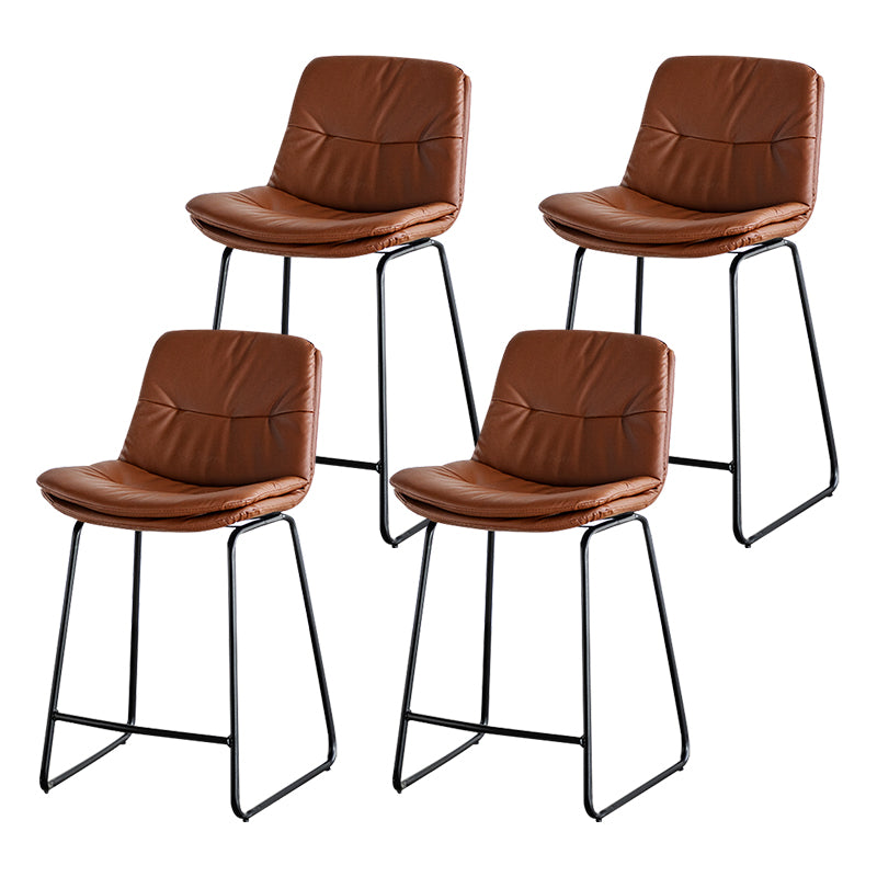 Modern PU Upholstery Bar Stool Low Back Arm-less Counter-height Indoor Stool