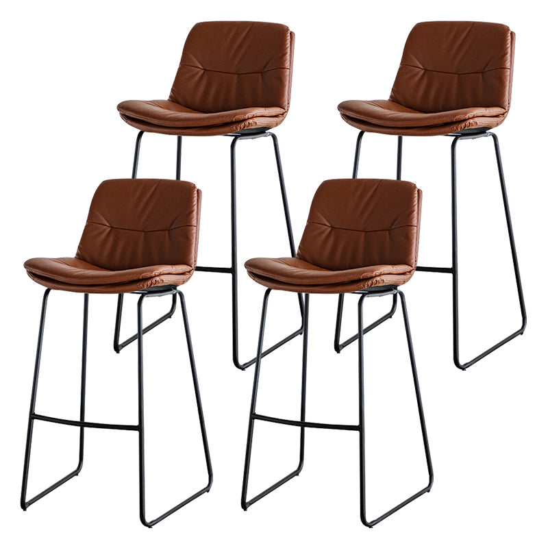 Modern PU Upholstery Bar Stool Low Back Arm-less Counter-height Indoor Stool