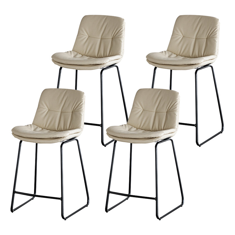 Modern PU Upholstery Bar Stool Low Back Arm-less Counter-height Indoor Stool