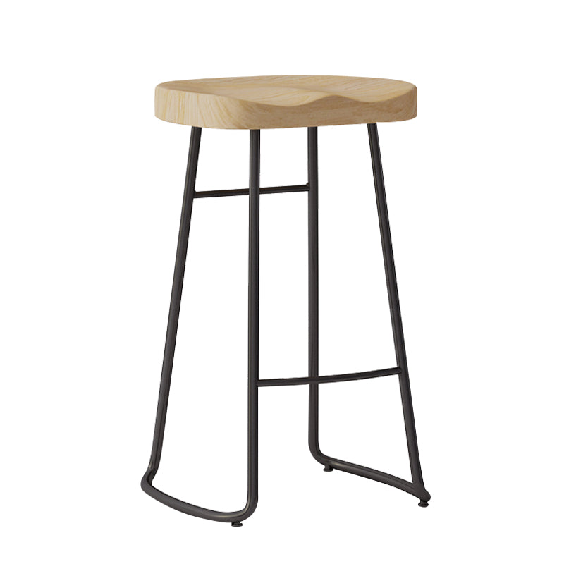 Sgabelli da bar moderni in legno senza schienale sgabello sedile contornato con gambe di ferro