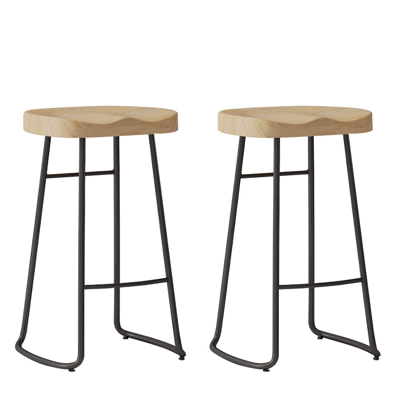Sgabelli da bar moderni in legno senza schienale sgabello sedile contornato con gambe di ferro