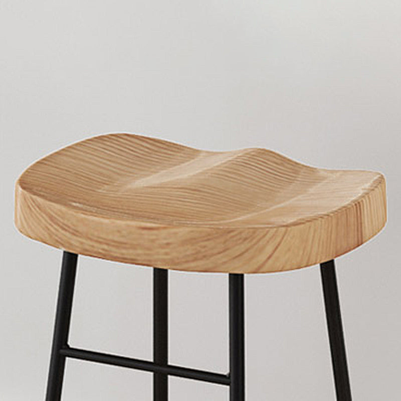 Sgabelli da bar moderni in legno senza schienale sgabello sedile contornato con gambe di ferro