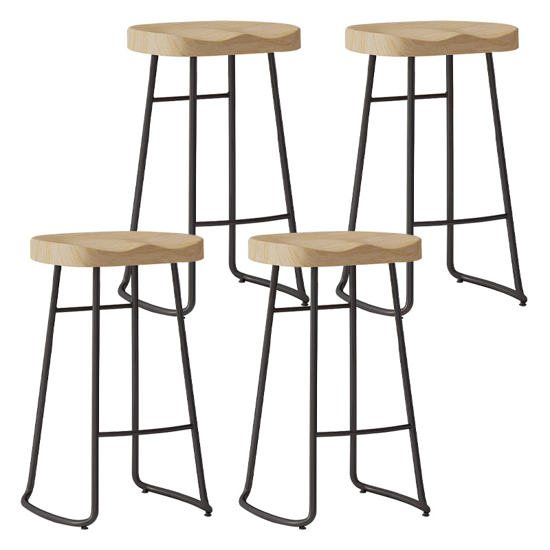 Sgabelli da bar moderni in legno senza schienale sgabello sedile contornato con gambe di ferro