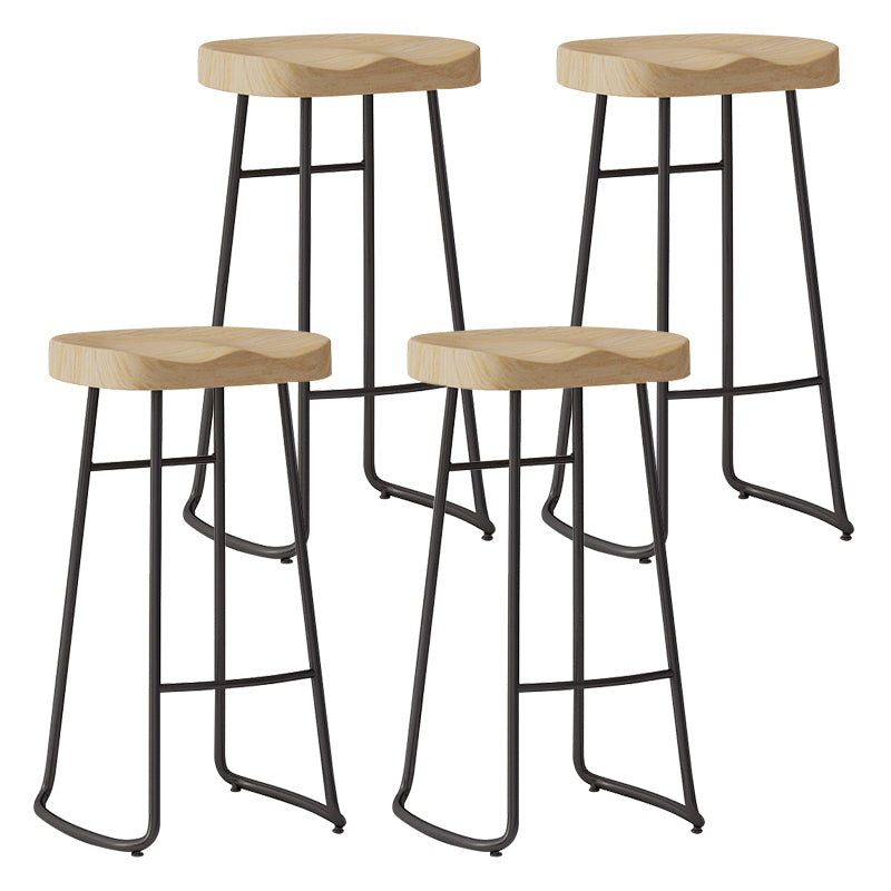 Sgabelli da bar moderni in legno senza schienale sgabello sedile contornato con gambe di ferro