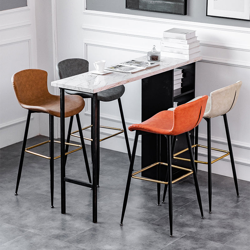 Tabouret de bar contemporain en tissu PU avec coussin et dossier, tabouret de comptoir d'intérieur