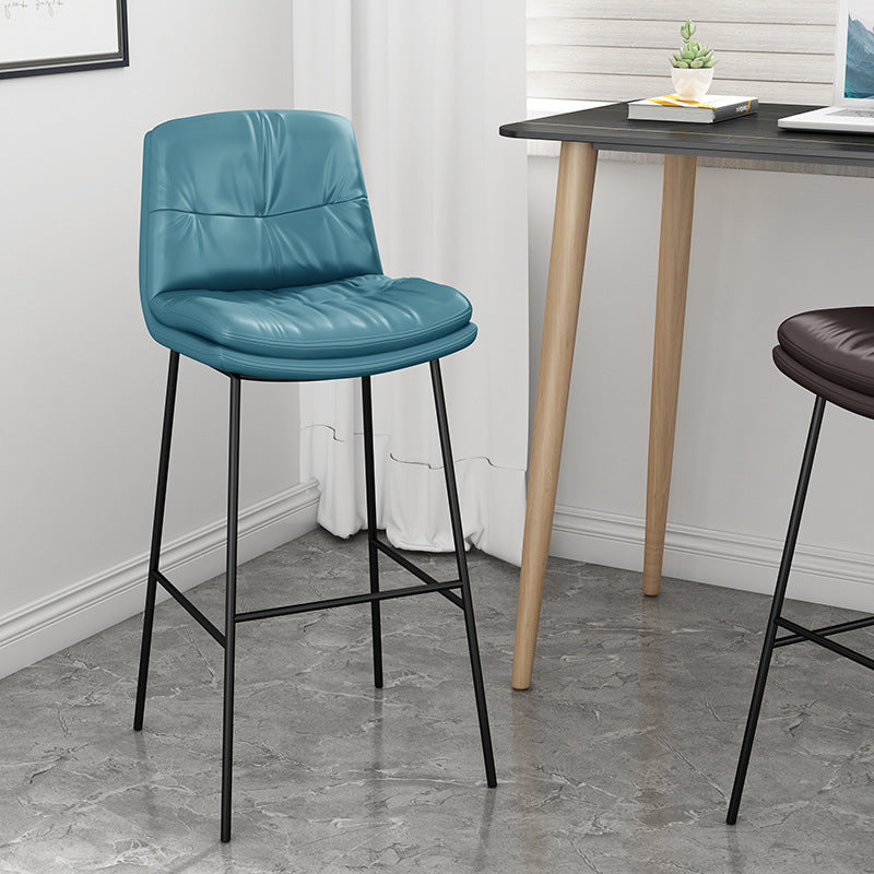 Taburete de barra de cuero interior taburete de cubo del reposapiés de espalda baja con cojín
