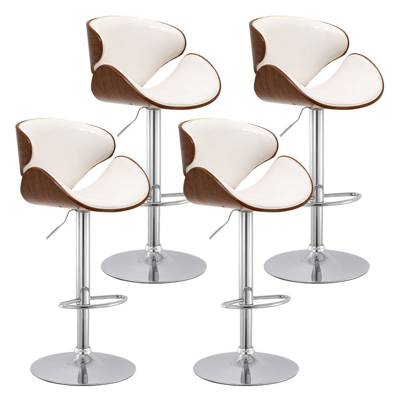 Wood Adjustable Bar & Counter Stool Armed Footrest Indoor Contemporary Bar Stool