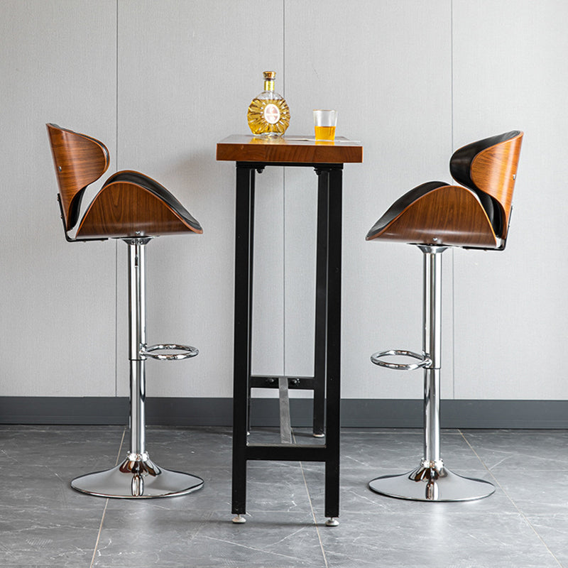 Wood Adjustable Bar & Counter Stool Armed Footrest Indoor Contemporary Bar Stool