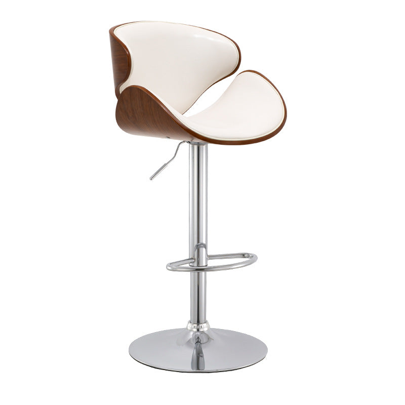 Wood Adjustable Bar & Counter Stool Armed Footrest Indoor Contemporary Bar Stool