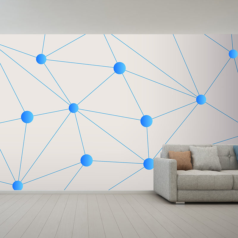 Light Color Geometry Wall Murals Illustration Mildew Resistant Wall Murals for Bedroom