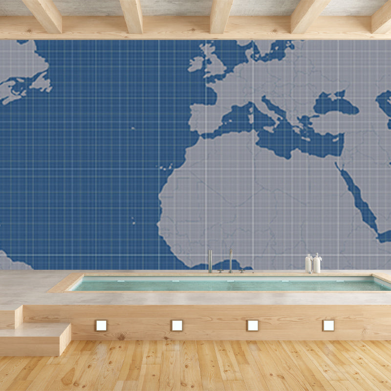 Contemporary Map Murals Mildew Resistant Wall Murals for Bedroom