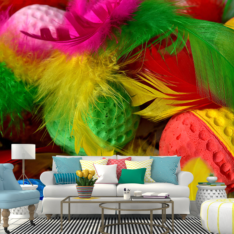 Mildew Resistant Wall Mural Wallpaper Modern Bird Feather Wall Decor