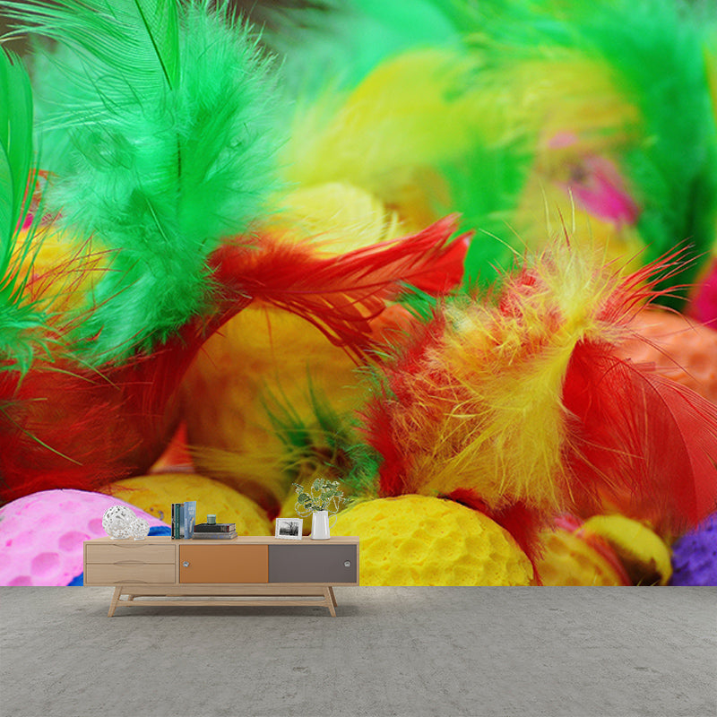 Modern Style Mural Wallpaper Bird Feather Mildew Resistant Wall Decor