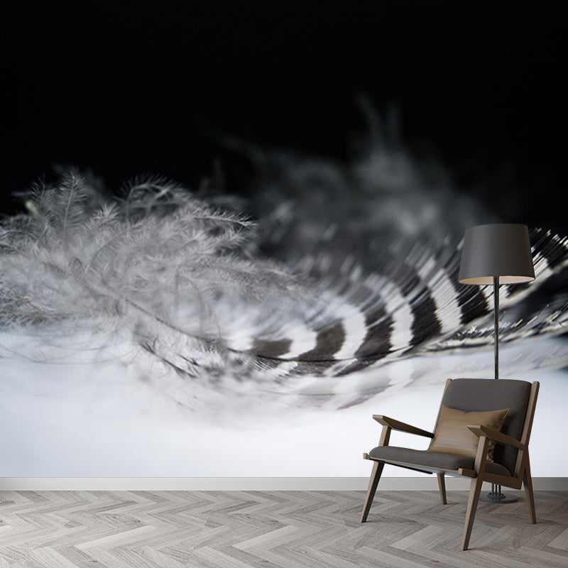 Beautiful Bird Feather Wall Mural Modern Mildew Resistant Wall Decor