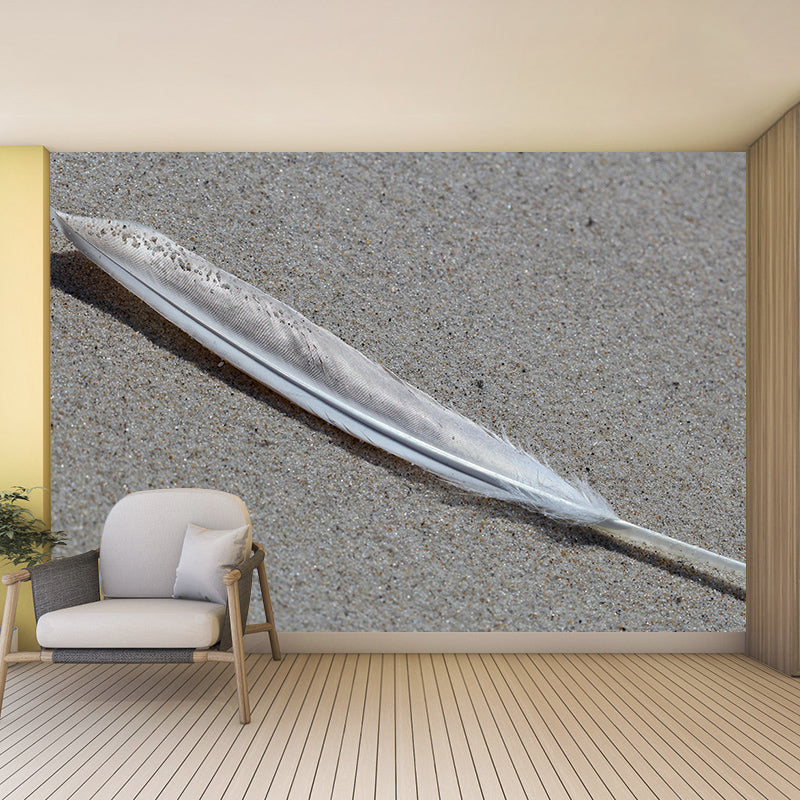 Customized Bird Feather Wall Mural Modern Mildew Resistant Wall Decor