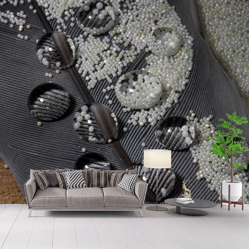 Customized Bird Feather Wall Mural Modern Mildew Resistant Wall Decor