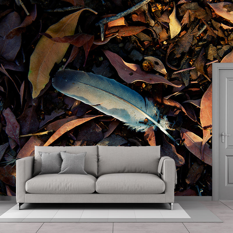 Customized Bird Feather Wall Mural Modern Mildew Resistant Wall Decor