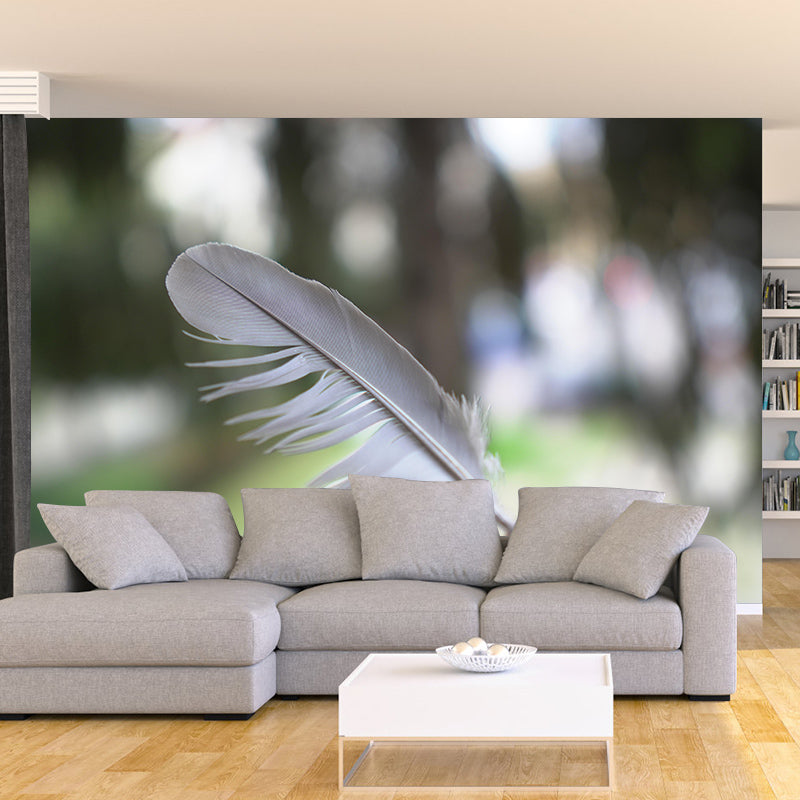 Bird Feather Mural Wallpaper Modern Mildew Resistant Wall Decor