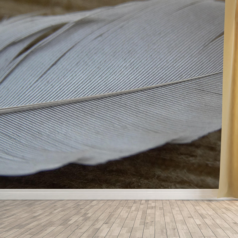 Bird Feather Mural Wallpaper Modern Mildew Resistant Wall Decor