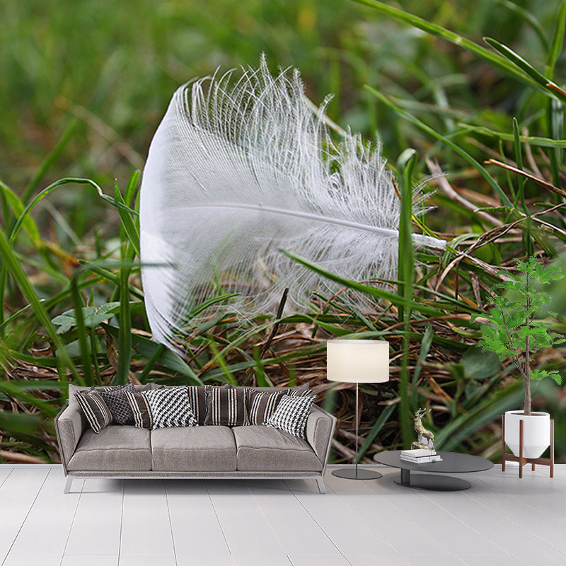 Living Room Wall Mural Wallpaper Modern Bird Feather Mildew Resistant Wall Decor