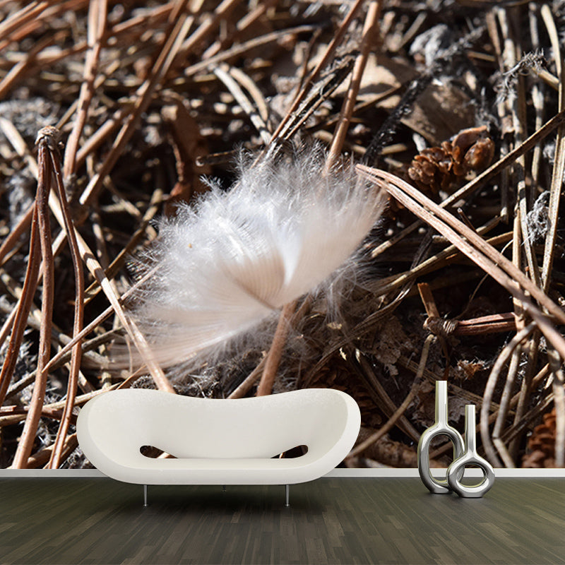 Living Room Wall Mural Wallpaper Modern Bird Feather Mildew Resistant Wall Decor