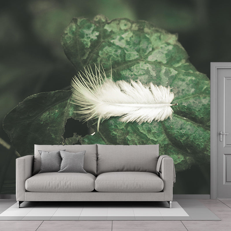 Living Room Wall Mural Wallpaper Modern Bird Feather Mildew Resistant Wall Decor