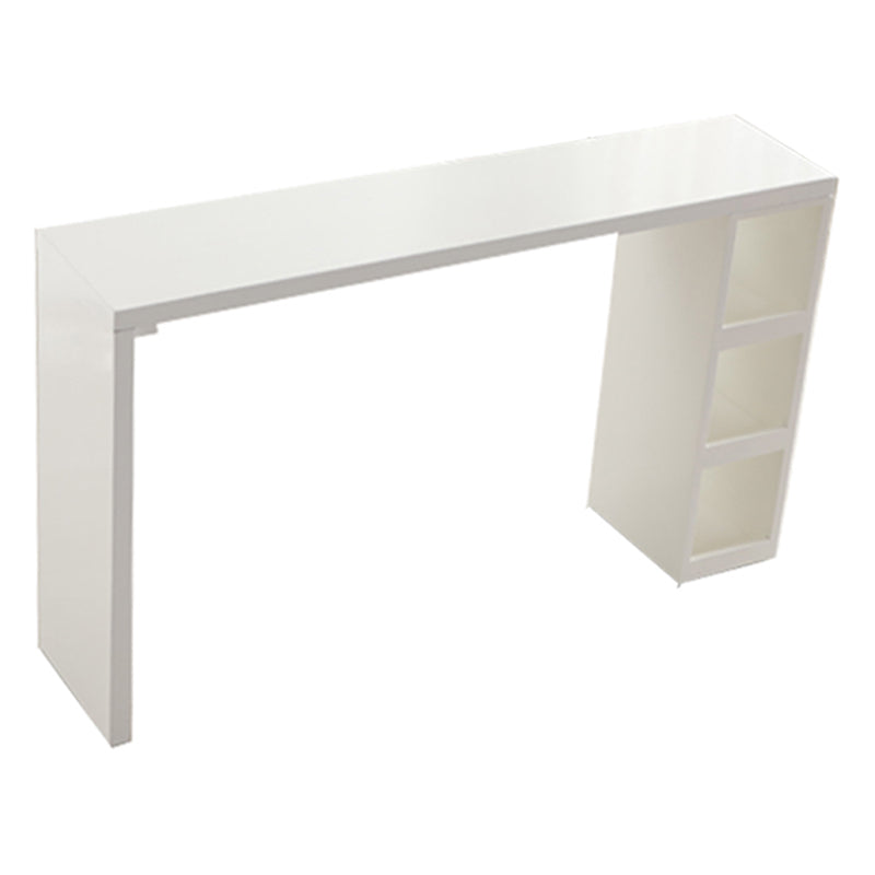 Contemporary Bar Dining Table Rectangle Wood Bar Table with Shelves in White