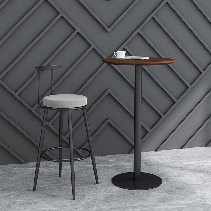 Contemporary Round Bar Dining Table Indoor Wood Bar Table with Iron Base