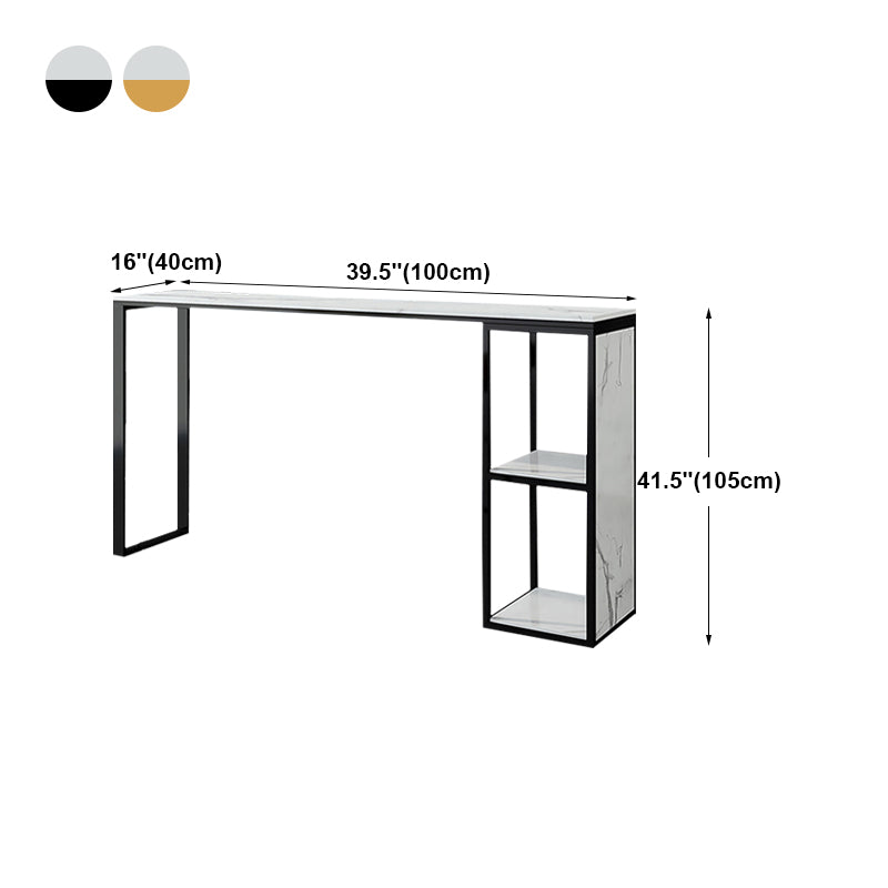 Marble Modern Sled Cocktail Bar Table with Storage Rectangle Counter Table