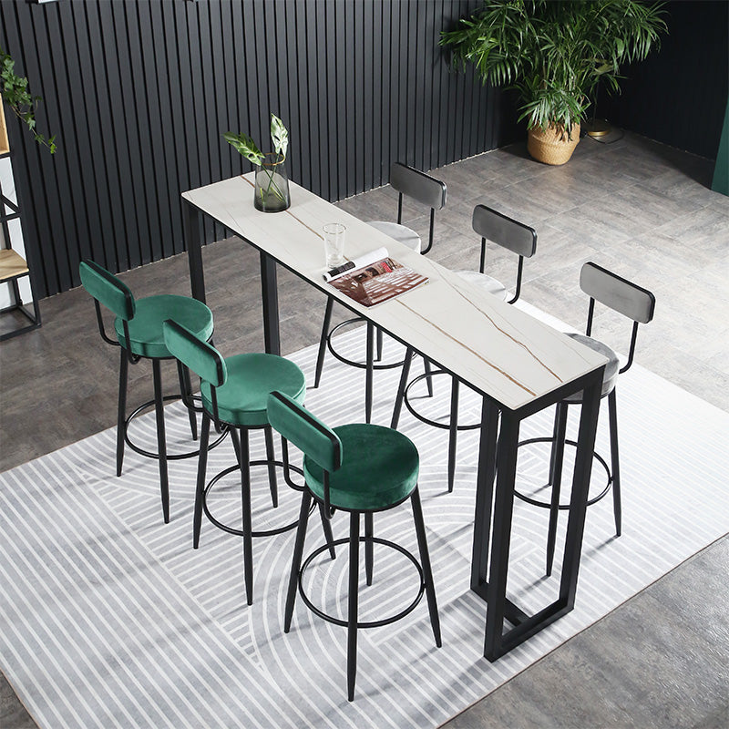 Table à manger du bar à barre rectangulaire contemporain avec base de barreau noir