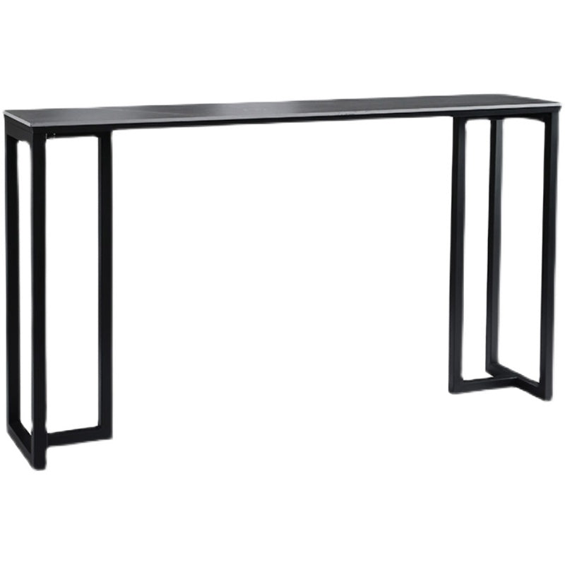 Table à manger du bar à barre rectangulaire contemporain avec base de barreau noir