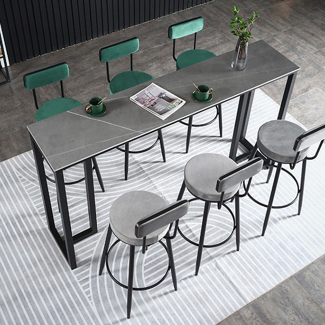 Table à manger du bar à barre rectangulaire contemporain avec base de barreau noir