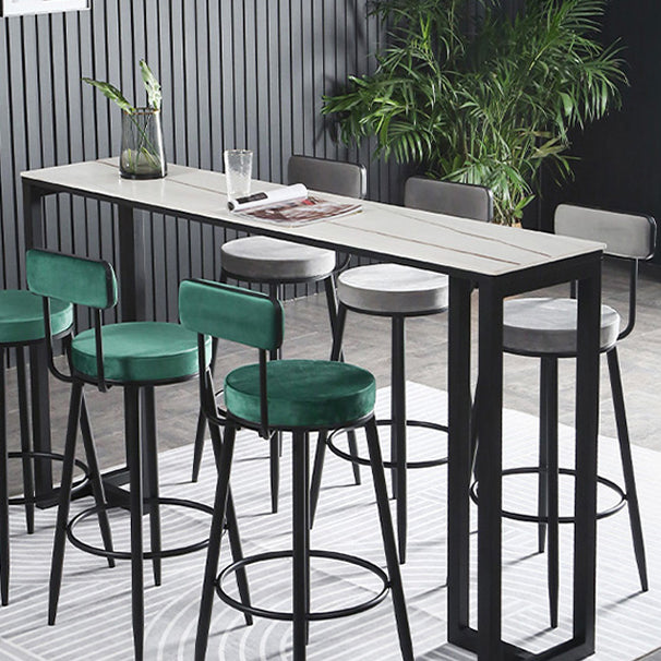 Table à manger du bar à barre rectangulaire contemporain avec base de barreau noir