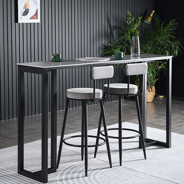 Table à manger du bar à barre rectangulaire contemporain avec base de barreau noir
