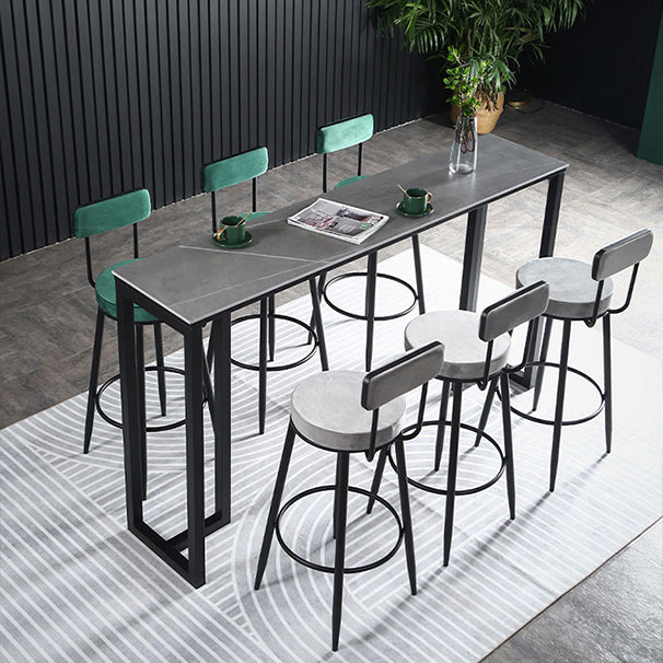 Table à manger du bar à barre rectangulaire contemporain avec base de barreau noir