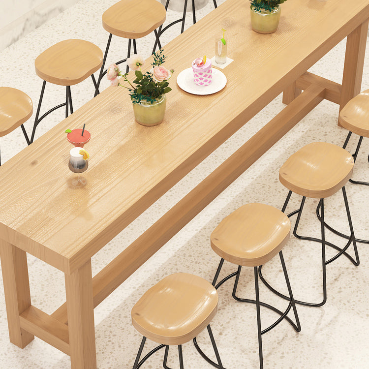Contemporary Rectangle Bar Dining Table Indoor Wood Bar Table in Light Brown